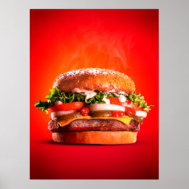 Poster Burger délicieux au fromage à vapeur