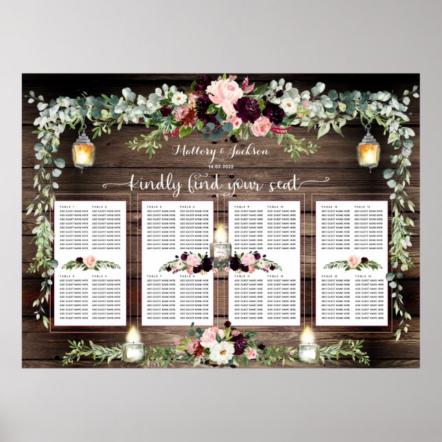 Poster Burgundy Blush Pink 160 Guest - Plat de luxe (Devant)