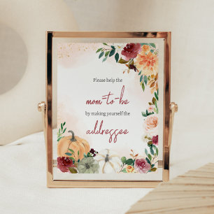 Poster Burgundy Fall Floral Citrouille Enveloppe Station