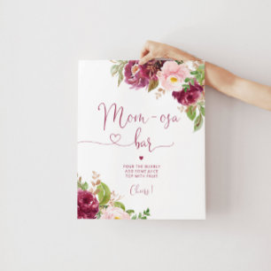 Poster Burgundy floral rose pâle chute Maman-osa bar
