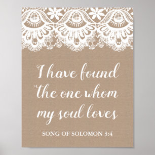 Poster Burlap and Lace I Have Found One My Soul Loves