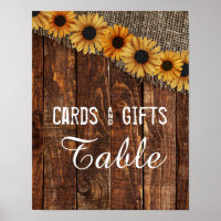 Burlap en bois rustique Tournesol Cartes de mariag