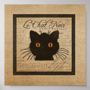 Poster Burlap Le Conversation Noir French Le chat noir