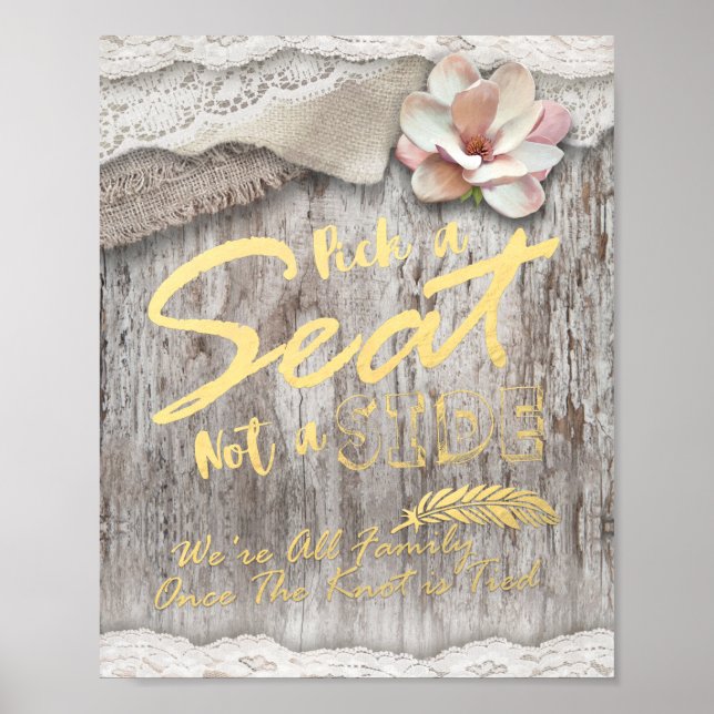 Poster Burlap Rustique En Bois Choisir Un Siège Pas Un Ma (Devant)