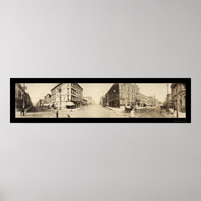 Poster Burlington, IA Main St Photo 1907 (Devant)