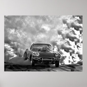 Poster burn-out 1958 de corvette
