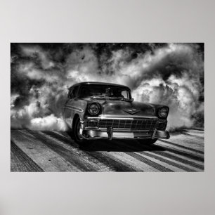 Poster burn-out chevy du nomade 1956