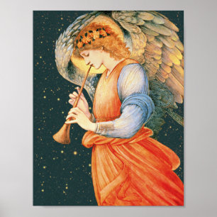 Poster Burne-Jones Angel jouant à flageolet Cardstock