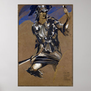 Poster Burne-Jones - Étude de Persée en armure