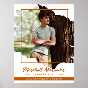 Poster Burnt Orange Edgy Abstrait Torn Photo Graduation