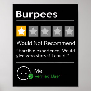 Poster Burpees Ne Recommanderaient Pas Cadeau Drôle Homme