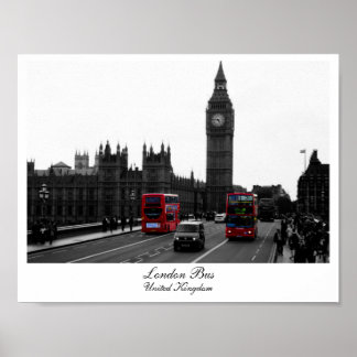 Poster Bus de Londres, Big Ben et les Chambres du Parleme