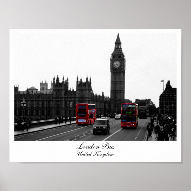 Poster Bus de Londres, Big Ben et les Chambres du Parleme (Devant)