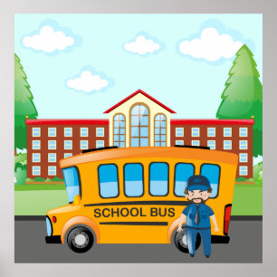 Poster Bus Et Chauffeur Scolaires