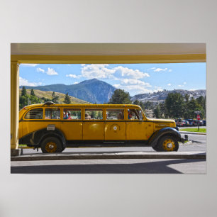 Poster Bus jaune, parc national de Yellowstone, Wyoming