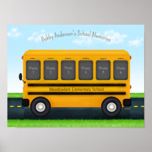 Poster Bus scolaire 6 Cadre photo Personnalisé Souvenirs 