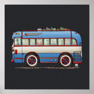 Poster Bus touristique mignon d'autobus