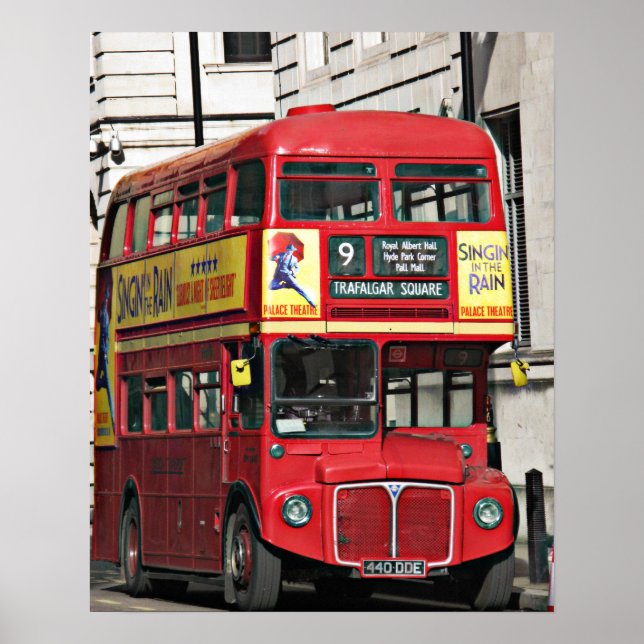 Poster Bus vintage Red London (Devant)