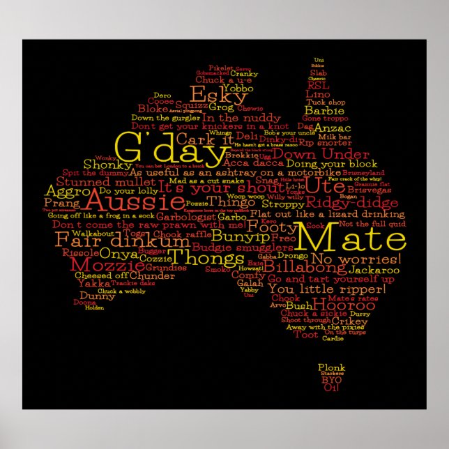 Poster Busfire Special Edition Aussie Slang Map (Devant)