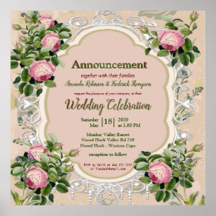 Poster Bush Garden Green Rose douce