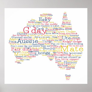 Poster Bushfire Special Edition Aussie Slang Map