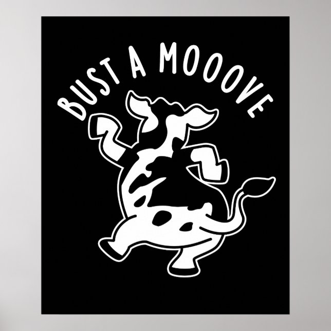 Poster Bust A Moooy Funny Cow Pun Dark BG (Devant)