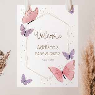 Poster Butterfly Baby Shower Welcome Sign