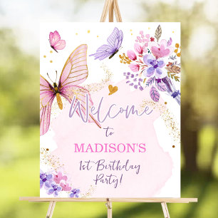 Poster Butterfly Floral Garden Rose Girl Anniversaire Bie