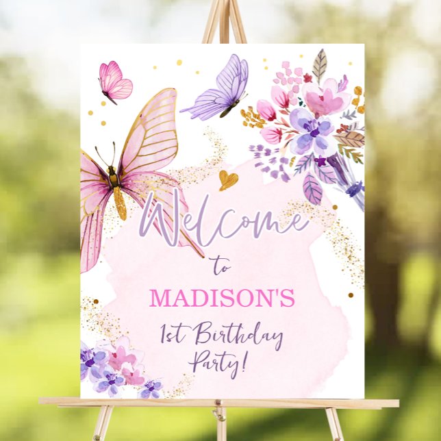 Poster Butterfly Floral Garden Rose Girl Anniversaire Bie (Créateur téléchargé)