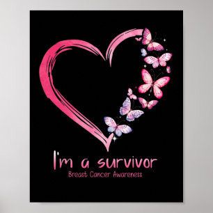 Poster Butterfly Heart I'm A Survivor Breast Cancer Aware