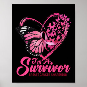 Poster Butterfly Heart I'm A Survivor Breast Cancer Aware