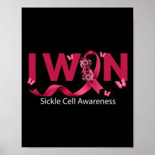 Poster Butterfly I Win Burgundy Ribbon Sickle Cell Award