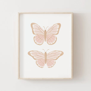 Poster Butterfly Rose Gold Girls Décor Chambre