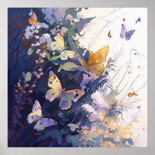 Poster Butterfy Portrait Animal Peinture Forêt faunique