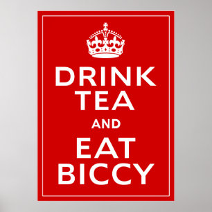 Poster Buvez du thé et mangez l'amusement des Anglais de