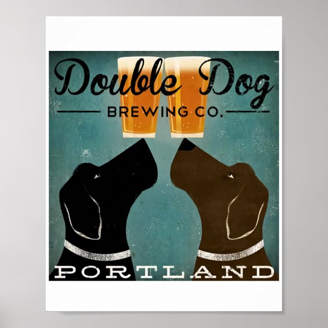 Poster Buyartforless Double Dog Brewing Co Portland Black (Devant)