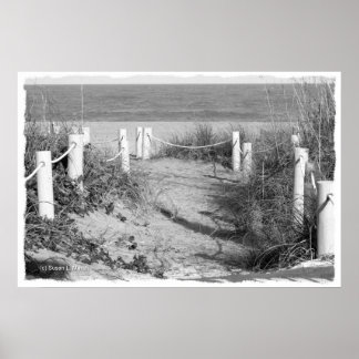 Poster BW Fort Pierce, Floride dune de marche de plage ro