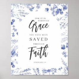 Poster By Grace, Through Faith Ephesians 2:8 Chinoiserie