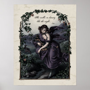 Poster Byron "She Walks in Beauty" Art victorien 17x22