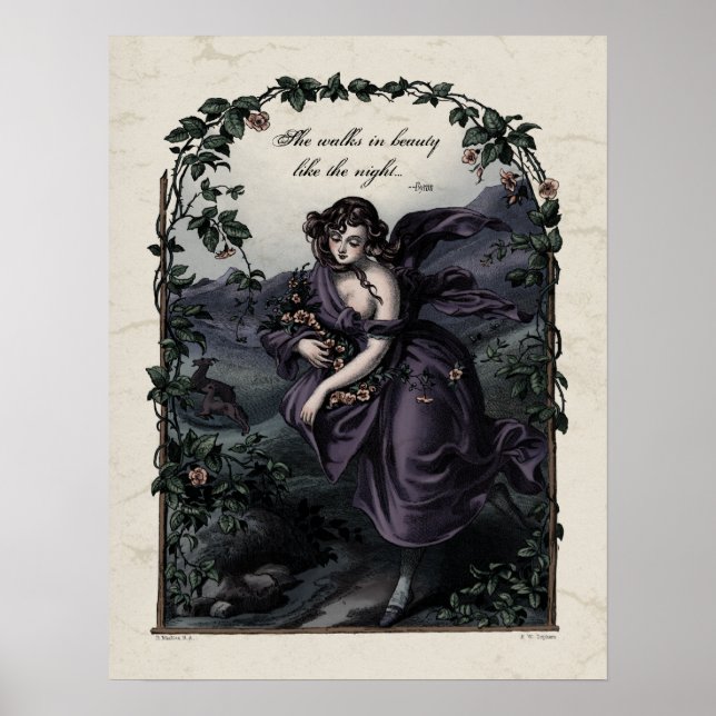 Poster Byron "She Walks in Beauty" Art victorien 17x22 (Devant)