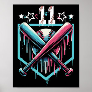 Poster Bysebyll Drip 11e anniversaire garçons numéro 11 j