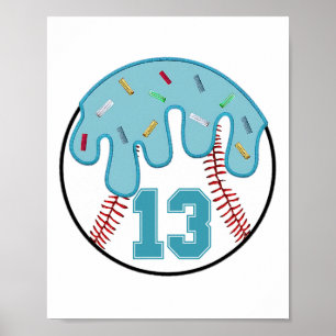 Poster Bysebyll Dripping 13e anniversaire 13 ans Garçons 