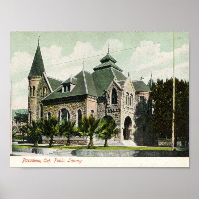 Poster c1910 Bibliothèque publique, Pasadena, CA (Devant)