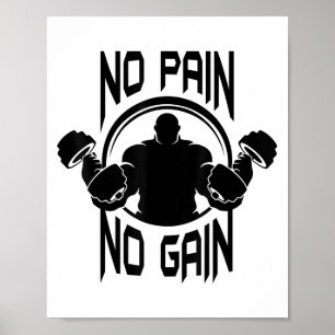 Poster C386 Pas de douleur, pas de gain Motivation Fitnes