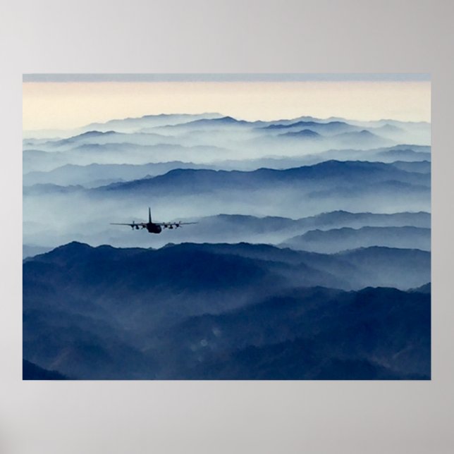Poster C-130 au-dessus du brouillard (Devant)