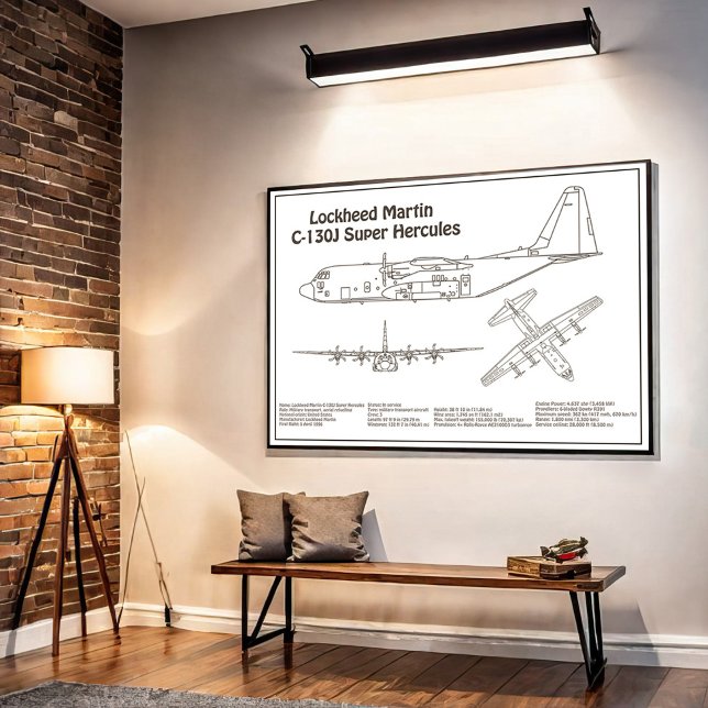 Poster C-130 Hercules - Plan directeur de l'avion BD (Créateur téléchargé)