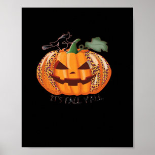 Poster C’est automne Y’all Leopard Citrouille Happy Hallo