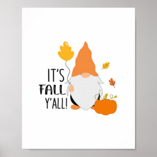 Poster C’est l’automne Y’all Gnome mignon Automne Illustr