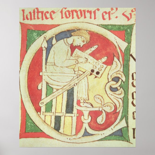 Poster 'C' initial historique représentant un moine (Devant)