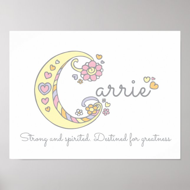 Poster C monogramme art Carrie Girls nom signifiant affic (Devant)